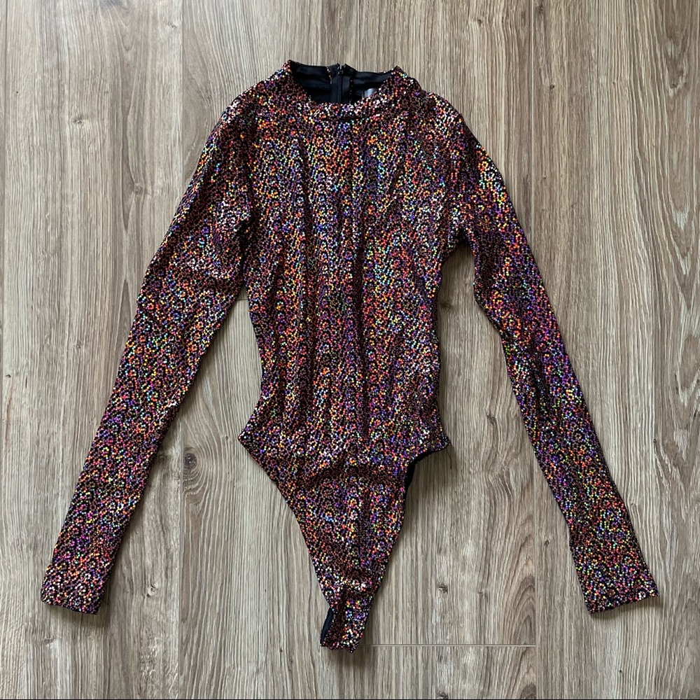 Kloset Envy Rainbow Glitter Bodysuit